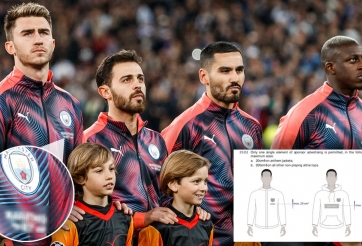 Man City bị phạt 3000 Euro vì mặc áo sai quy định