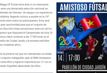 Báo TBN đánh giá cao ĐT Việt Nam trước trận gặp CLB futsal Malaga