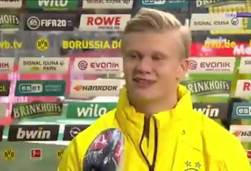 Cuộc phỏng vấn 14 chữ của Haaland sau trận Dortmund vs Schalke