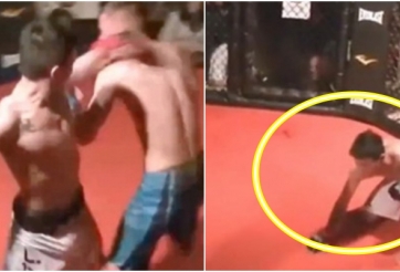 Võ sĩ châu Á quỳ xuống xin thua vì thương xót đối thủ, giới võ thuật chia rẽ