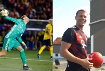 VIDEO: Thủ môn Bayern ném bóng chuẩn từng li sau khi bị thách thức