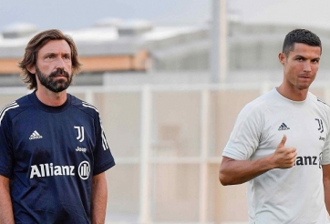 VIDEO: Lần đầu Ronaldo được Pirlo chỉ đạo ở sân tập Juve