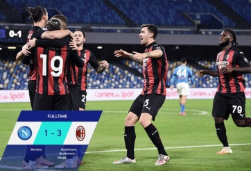 Video bàn thắng Napoli 1-3 Milan: Cú đúp của Ibrahimovic