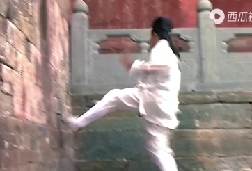 Trần Sư Hành dùng khinh công Thê Vân Tung để leo tường bằng chân