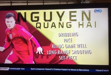 Quang Hải vào top 6 cầu thủ đáng xem tại Asian Cup 2019