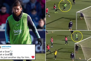 VIDEO: Messi ghi bàn thắng khó tin trên sân tập