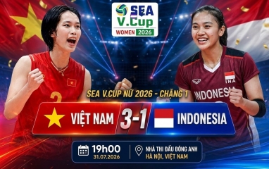 ĐT bóng chuyền nữ Việt Nam ngược dòng thắng Indonesia 3-1 tại SEA V.Cup 2026