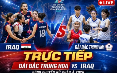 Bóng chuyền nữ Đài Bắc Trung Hoa thắng áp đảo khiến Iraq choáng váng