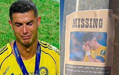 Ronaldo bị dán 'mất tích' trên cột điện ở Ả Rập Xê Út