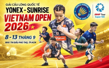 Lịch thi đấu giải cầu lông Vietnam Open 2026 ngày 9/9: Tiến Minh, Thuỳ Linh cùng xuất trận