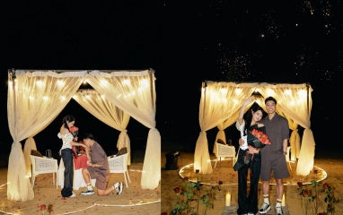 Hậu vệ ĐT Việt Nam cầu hôn bạn gái cực lãng mạn trong dịp đặc biệt