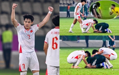 U23 Việt Nam để lại hình ảnh xúc động sau trận thắng Ả Rập