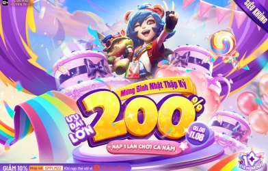 'Bất ngờ' hào phóng, Garena tung ưu đãi 200% nhân kỷ niệm 10 năm LMHT