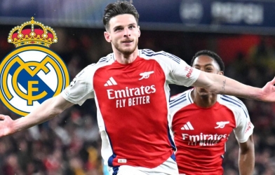 Arsenal ra tay, đem bom tấn bậc nhất Real về sát cánh cùng Declan Rice
