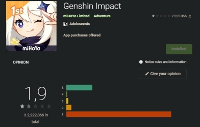Genshin Impact nhận bão review 1 sao trên Google Play vì tội keo kiệt