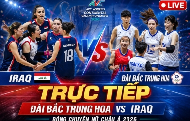 Xem trực tiếp bóng chuyền nữ Đài Bắc Trung Hoa vs Iraq, 13h00 hôm nay 23/8