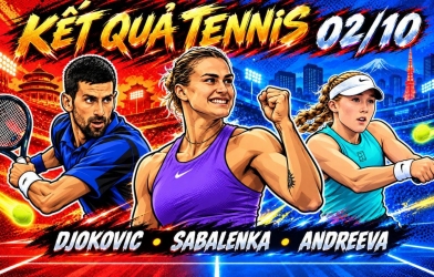 Lịch thi đấu và kết quả Tennis hôm nay 2/10: Djokovic, Sabalenka cùng xuất trận
