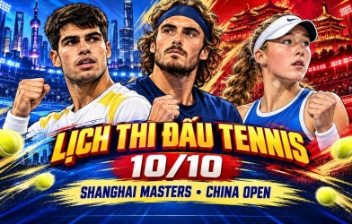 Lịch thi đấu tennis hôm nay 10/10: Alcaraz ra quân, Andreeva tranh vé chung kết