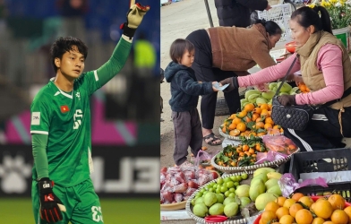 Gánh hoa quả của mẹ Cao Văn Bình nườm nượp đón khách sau VCK U23 châu Á