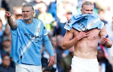 Haaland bị rách áo