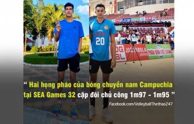 Bóng chuyền nam Campuchia khiến Việt Nam 'phải dè chừng' vì cặp chủ công cao gần 2m