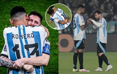 Cái ôm thật lâu giữa Messi và người kế nhiệm băng đội trưởng Argentina