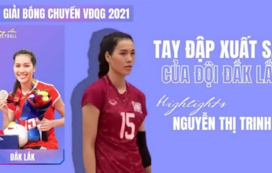 Mãn nhãn với những pha đập bóng uy lực của Nguyễn Thị Trinh tại giải VĐQG 2021