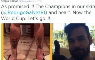 Ramos khoe hình xăm độc chào đón World Cup