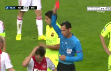VIDEO: Phút 70 - Veltman nhận thẻ đỏ rời sân (Ajax 0-1 Barcelona)