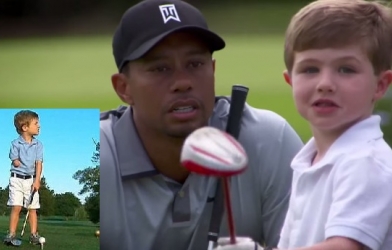 VIDEO: Cảm động ''golf thủ'' 3 tuổi cụt tay vui mừng khi gặp Tiger Woods