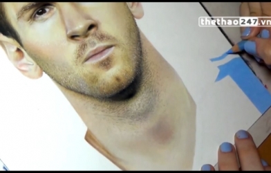 VIDEO: Cô gái vẽ chân dung Messi như ảnh thật