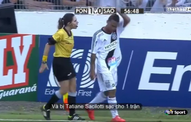 VIDEO: Khiếu nại, cầu thủ bất ngờ bị nữ trọng tài 'dằn mặt' ở Brazil