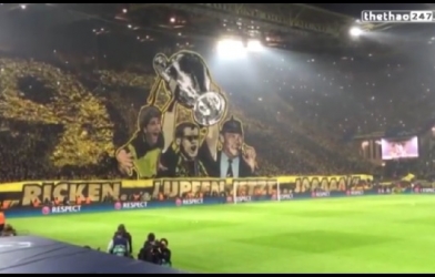 VIDEO: Màn trình diễn ấn tượng trên khán đài của các CĐV Dortmund