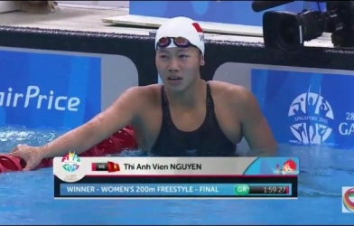 Video SEA Games 28: Ánh Viên giành HCV 200m bơi tự do, phá kỷ lục SEA Games thứ 7