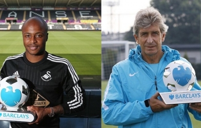 HLV Pellegrini và Andrew Ayew xuất sắc nhất tháng 8