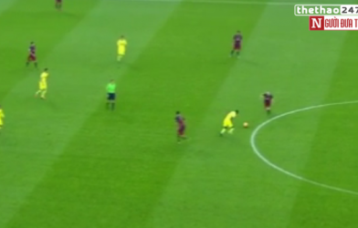 VIDEO: Cầu thủ Villarreal 'dại dột' chơi bóng ma cùng Busquets và Iniesta