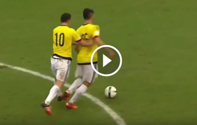 Hài hước: James Rodriguez đẩy ngã đồng đội giúp đội nhà được hưởng đá phạt