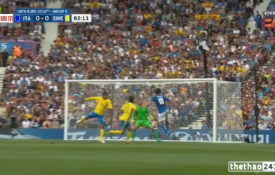 VIDEO: Parolo đánh đầu nguy hiểm dội xà ngang khung thành Thụy Điển