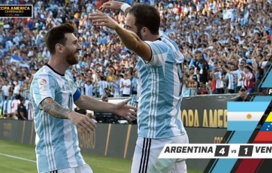 Video bàn thắng: Argentina 4-1 Venezuela (Tứ kết Copa America 2016)
