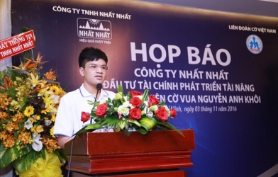 Dược phẩm Nhất Nhất đầu tư gần 1,5 tỷ đồng cho kỳ thủ Nguyễn Anh Khôi