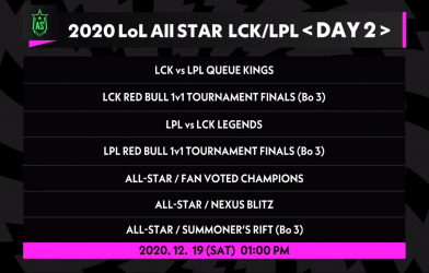 Lịch thi đấu All Star LoL 2020 ngày 2: LCK đại chiến LPL