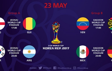 Lịch thi đấu U20 thế giới 2017 ngày 23/5