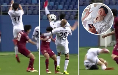 VIDEO: Sao trẻ Hàn Quốc chấn thương gập cổ kinh hoàng