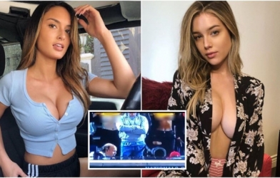 VIDEO: 'Đỏ mặt' với cảnh 2 hotgirl vạch áo ở SVĐ chật kín người