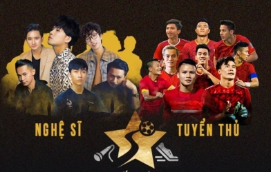 Các nghệ sĩ và tuyển thủ cống hiến hết mình trong trận đấu Tiếp Lửa Yêu Thương