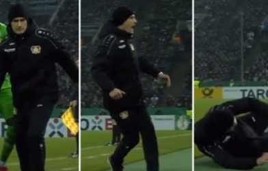 VIDEO: HLV Leverkusen ngã ăn vạ ở cúp quốc gia Đức