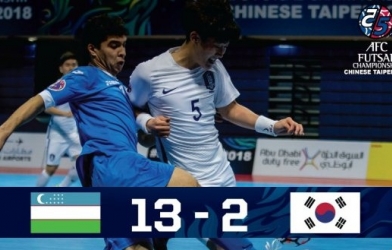 Video Futsal: Uzbekistan 13-2 Hàn Quốc