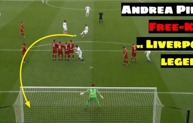 VIDEO: Pirlo sút phạt đẹp mắt vào lưới Liverpool ở tuổi 39