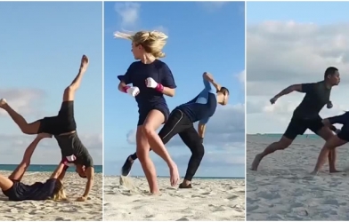 VIDEO: Vợ chồng dùng võ đánh nhau như phim hành động