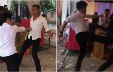 VIDEO: Chán ăn cỗ, chú rể giỏi võ thuật cho cả đám cưới 'ăn đòn'